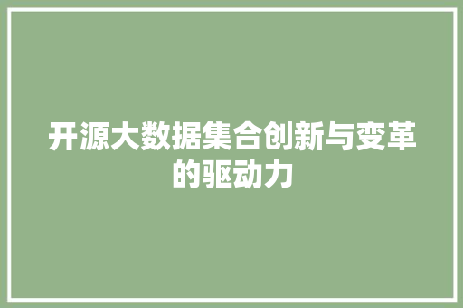 开源大数据集合创新与变革的驱动力