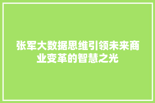 张军大数据思维引领未来商业变革的智慧之光