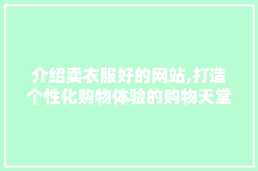 介绍卖衣服好的网站,打造个性化购物体验的购物天堂 项目报告