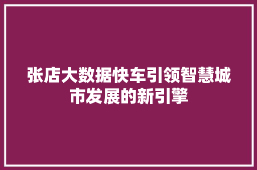 张店大数据快车引领智慧城市发展的新引擎 网站建设