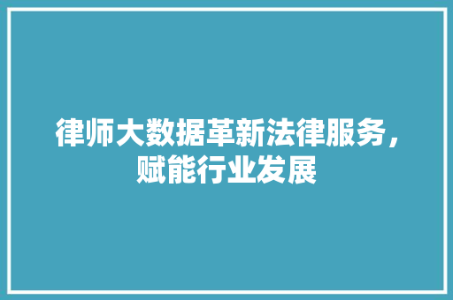 律师大数据革新法律服务，赋能行业发展