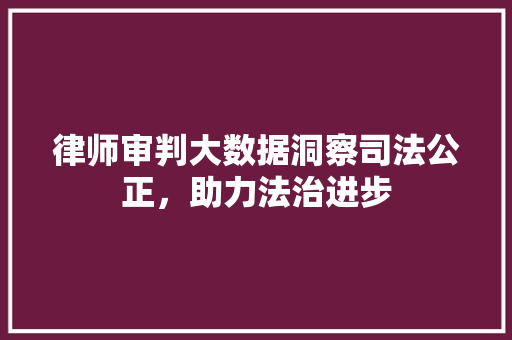 律师审判大数据洞察司法公正，助力法治进步