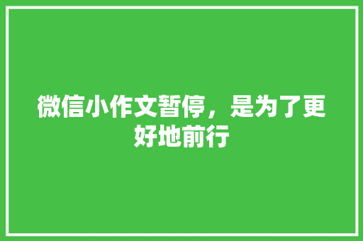 微信小作文暂停，是为了更好地前行