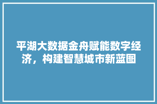 平湖大数据金舟赋能数字经济，构建智慧城市新蓝图