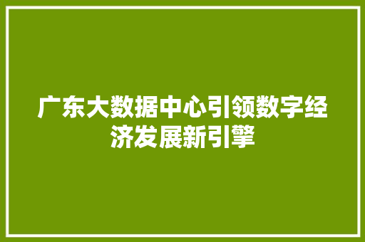 广东大数据中心引领数字经济发展新引擎