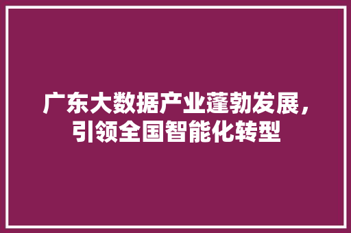 广东大数据产业蓬勃发展，引领全国智能化转型