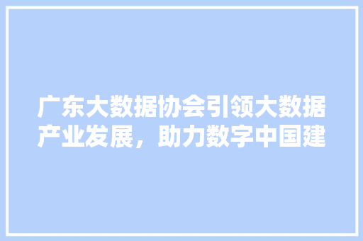 广东大数据协会引领大数据产业发展，助力数字中国建设