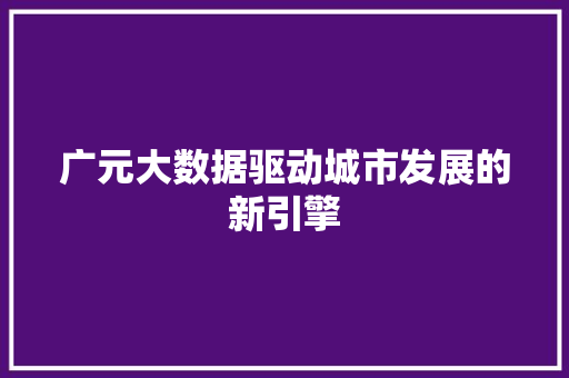 广元大数据驱动城市发展的新引擎