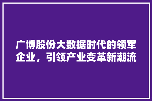 广博股份大数据时代的领军企业，引领产业变革新潮流