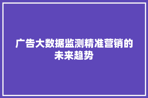 广告大数据监测精准营销的未来趋势
