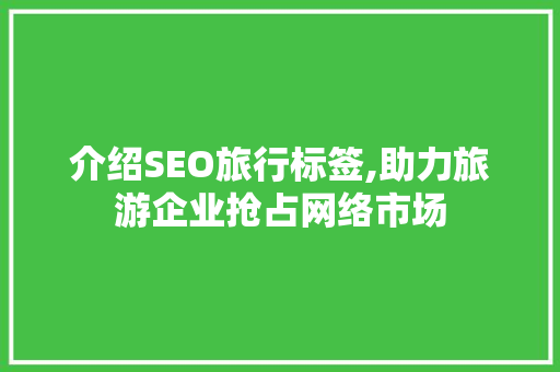 介绍SEO旅行标签,助力旅游企业抢占网络市场
