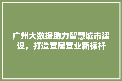 广州大数据助力智慧城市建设，打造宜居宜业新标杆