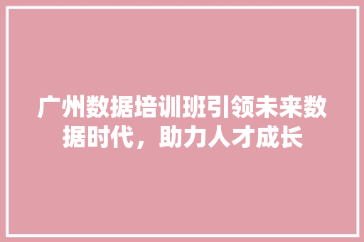广州数据培训班引领未来数据时代，助力人才成长