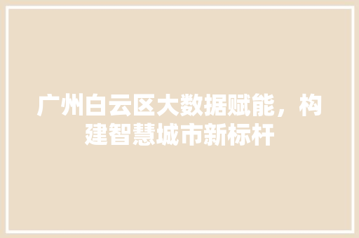 广州白云区大数据赋能，构建智慧城市新标杆