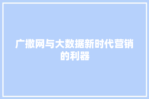 广撒网与大数据新时代营销的利器