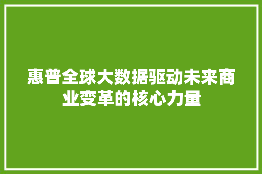 惠普全球大数据驱动未来商业变革的核心力量