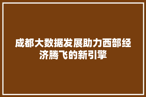 成都大数据发展助力西部经济腾飞的新引擎