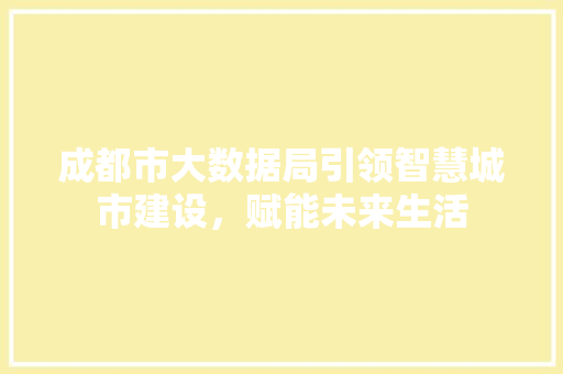 成都市大数据局引领智慧城市建设，赋能未来生活