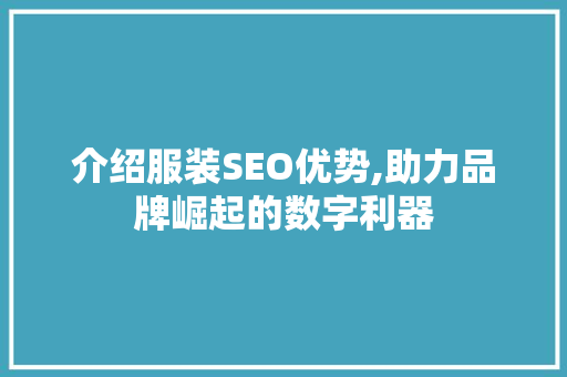 介绍服装SEO优势,助力品牌崛起的数字利器 项目报告