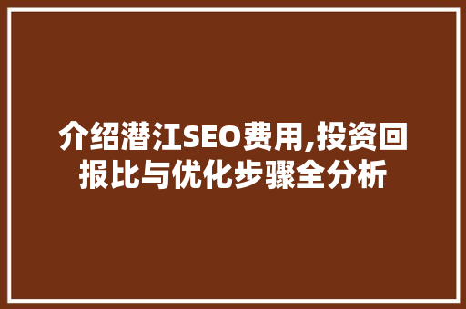 介绍潜江SEO费用,投资回报比与优化步骤全分析 网站建设