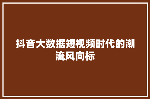抖音大数据短视频时代的潮流风向标