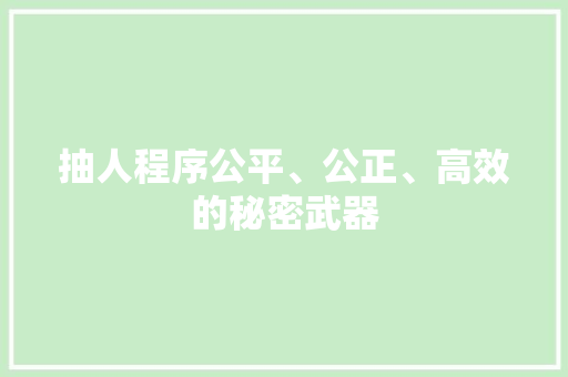 抽人程序公平、公正、高效的秘密武器