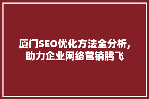 厦门SEO优化方法全分析,助力企业网络营销腾飞 网站建设