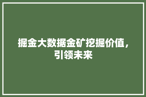掘金大数据金矿挖掘价值，引领未来
