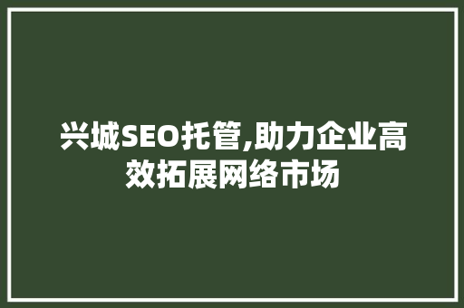 兴城SEO托管,助力企业高效拓展网络市场