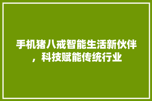 手机猪八戒智能生活新伙伴，科技赋能传统行业