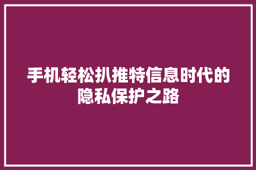手机轻松扒推特信息时代的隐私保护之路