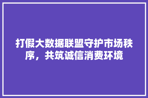 打假大数据联盟守护市场秩序，共筑诚信消费环境