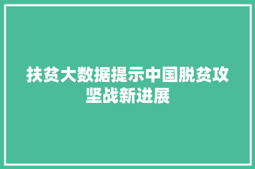 扶贫大数据提示中国脱贫攻坚战新进展