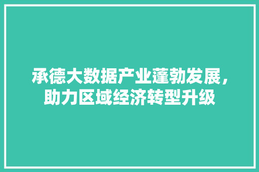 承德大数据产业蓬勃发展，助力区域经济转型升级