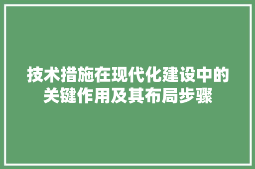技术措施在现代化建设中的关键作用及其布局步骤