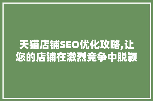 天猫店铺SEO优化攻略,让您的店铺在激烈竞争中脱颖而出 市场营销范文