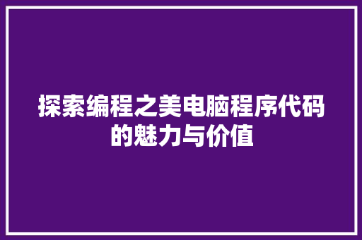 探索编程之美电脑程序代码的魅力与价值