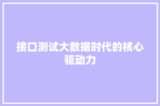 接口测试大数据时代的核心驱动力