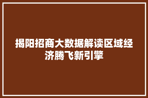 揭阳招商大数据解读区域经济腾飞新引擎
