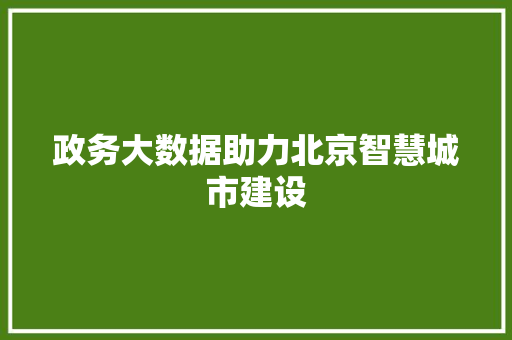 政务大数据助力北京智慧城市建设