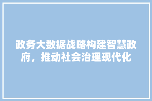 政务大数据战略构建智慧政府，推动社会治理现代化