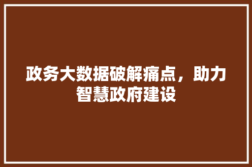 政务大数据破解痛点，助力智慧政府建设