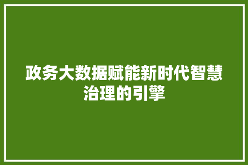 政务大数据赋能新时代智慧治理的引擎