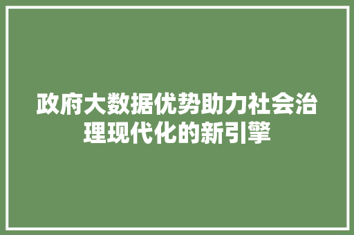 政府大数据优势助力社会治理现代化的新引擎