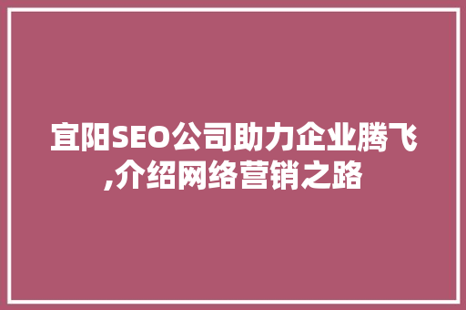 宜阳SEO公司助力企业腾飞,介绍网络营销之路 市场营销范文