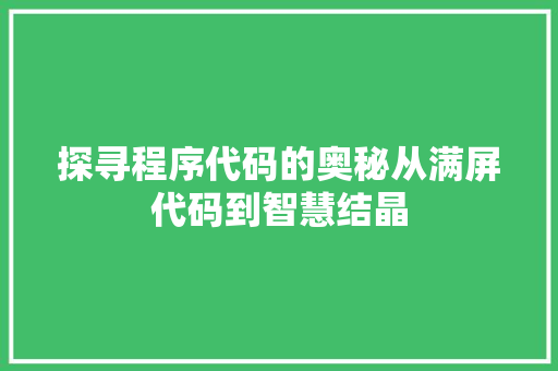 探寻程序代码的奥秘从满屏代码到智慧结晶