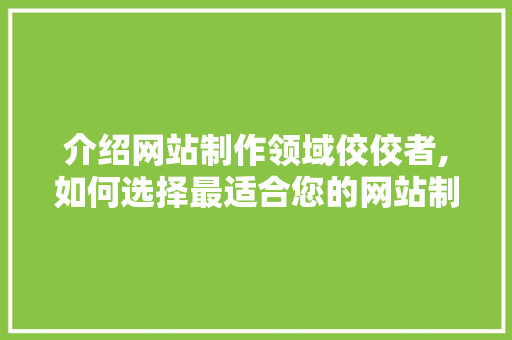 介绍网站制作领域佼佼者,如何选择最适合您的网站制作服务 市场营销范文