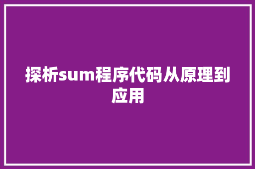 探析sum程序代码从原理到应用