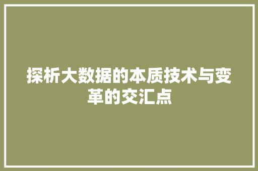 探析大数据的本质技术与变革的交汇点