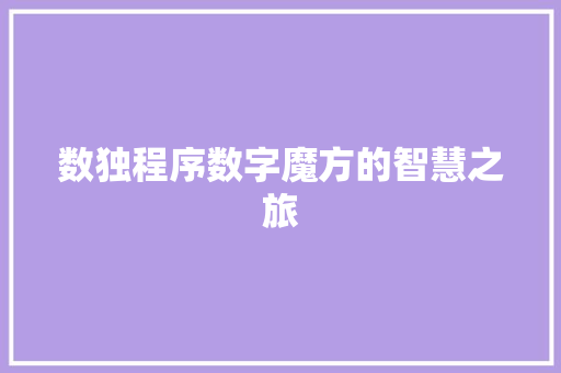 数独程序数字魔方的智慧之旅